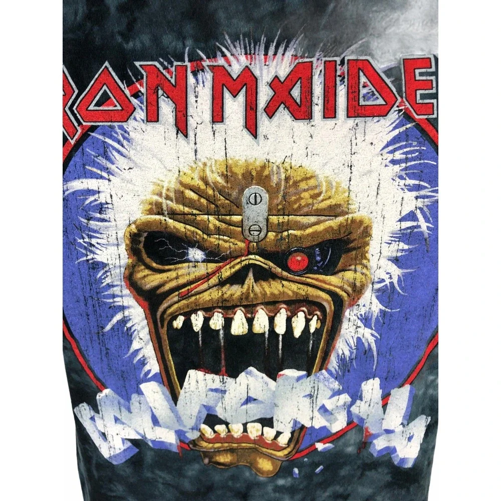 Iron Maiden California Mens Large Shirt Unhemmed Sleeves Dyed Retro
